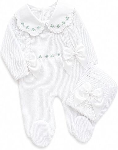 Newborn Girl Knitted Clothes Set, Coming Home Infant Knit Outfit 3 pieces in Kuwait