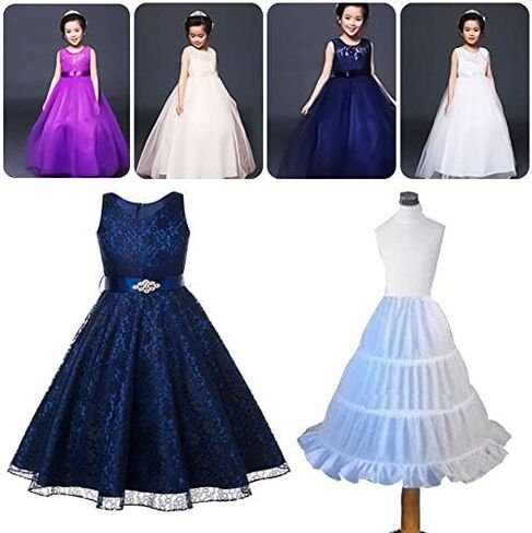 Kids Girls Petticoat Single Layer Solid White 3 Hoop Ruffle A-Line Half Slip Underskirt Wedding Accessorie in Kuwait