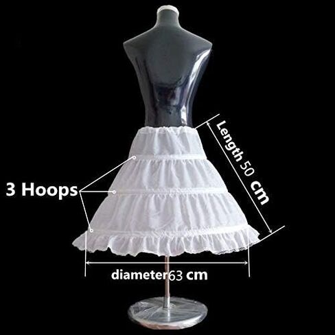 Kids Girls Petticoat Single Layer Solid White 3 Hoop Ruffle A-Line Half Slip Underskirt Wedding Accessorie in Kuwait