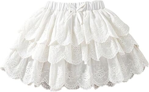 SweatyRocks Girl's Cute Bow Eyelet Embroidered Layered Ruffle Short Boho Skirts in Kuwait