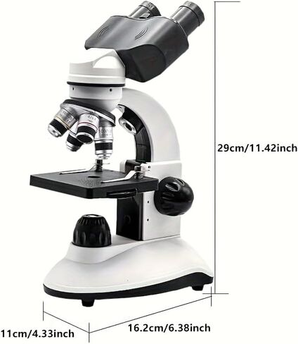 Adult Student Compound Binocular Microscope, Magnification 40X-5000X, Upgraded Dual Upper and Lower Light Sources, Suitable for Beginners, Suitable for School and Home Education in Kuwait