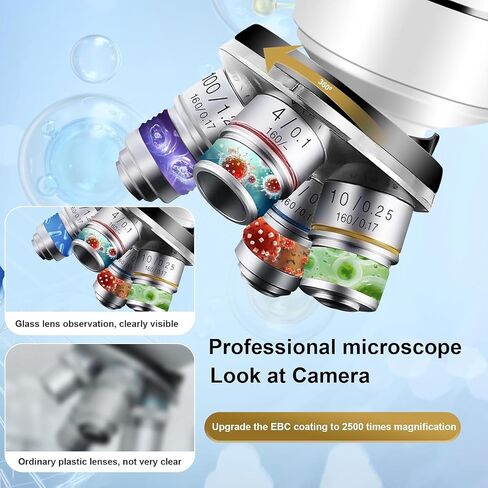 Binocular Compound Microscope for Adults & Students, 40X-5000X Magnification with Dual Upper and Lower LED Lights, Ideal for Laboratory, Classroom, and Home Teaching in Kuwait