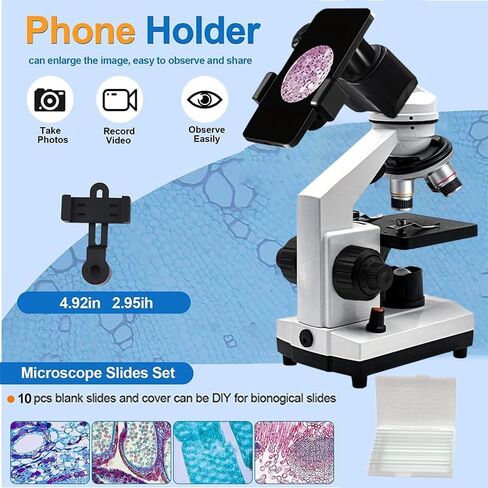 Binocular Compound Microscope for Adults & Students, 40X-5000X Magnification with Dual Upper and Lower LED Lights, Ideal for Laboratory, Classroom, and Home Teaching in Kuwait