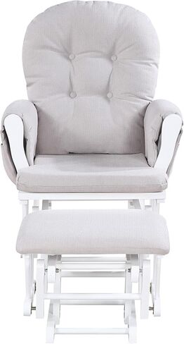 Glider and Ottoman White Wood and Woven Gray Fabric in Kuwait