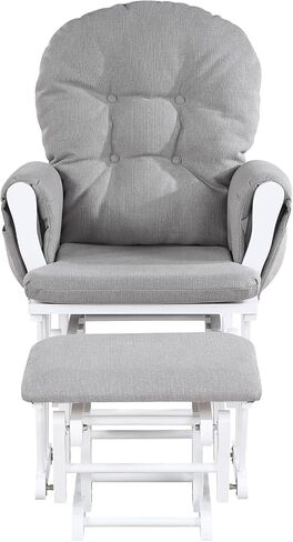 Penau Glider Ottoman, Soft Quiet Gliding, Gray Wood | Nursery Bonding Spot, Soft Gliding Motion, Button Tufted Back, Side Pocket, Matching Ottoman in Kuwait