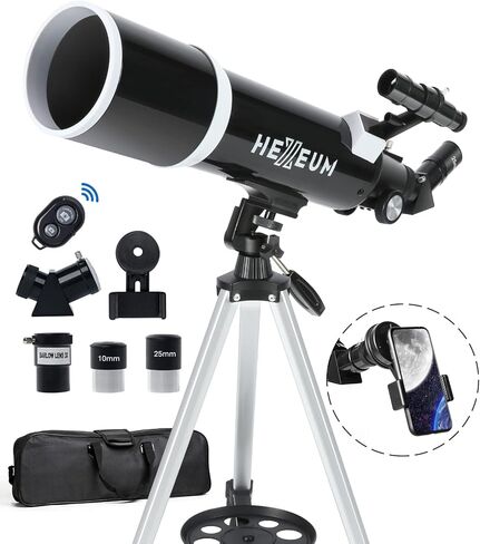 Koolpte 130EQ Reflector Telescope, 130mm Aperture, EQ Mount | 650mm focal length, manual equatorial mount, phone adapter, 2x Barlow lens, Moon filter, wireless remote in Kuwait