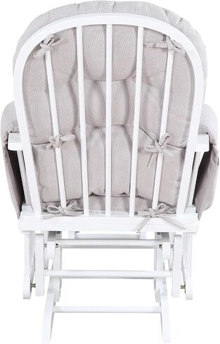 Penau Glider Ottoman, Quiet Gliding, Gray Fabric, Button Tufted | Soft Quiet Gliding, Nursery Bonding Use, Button Tufted Cushion, Side Storage Pocket, Ottoman in Kuwait