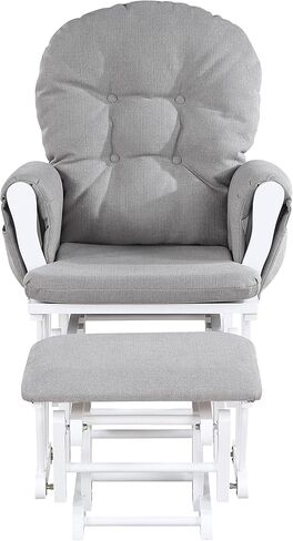 Glider and Ottoman White Wood and Fabric in Kuwait