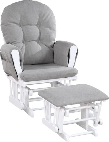Glider and Ottoman White Wood and Fabric in Kuwait