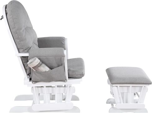 Glider and Ottoman White Wood and Fabric in Kuwait