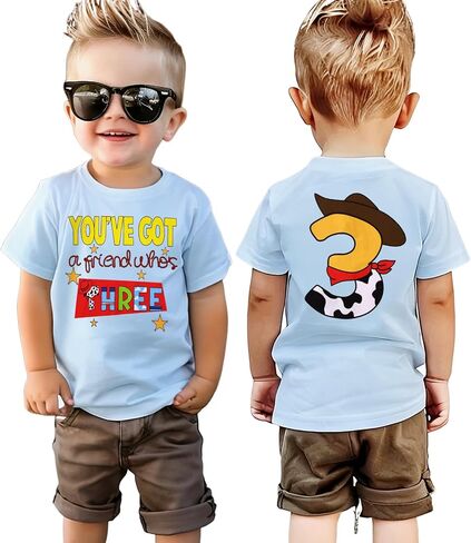 GLIGLITTR 3rd Birthday Shirt Boy You've Got a Friend Who's Three 3 Year Old T-Shirt Toddler Boy Bday Party Gift Cartoon Tees in Kuwait