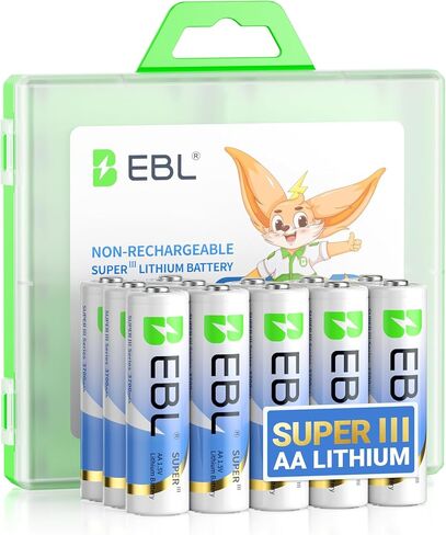 EBL AA Lithium Batteries 3700mAh, 1.5V Longest Lasting Double A Battery Upgraded Super Ⅲ Lithium AA Batteries for 1.5V Devices, Blink Camera, Doorbell, 12 Pack Non-Rechargeable in Kuwait