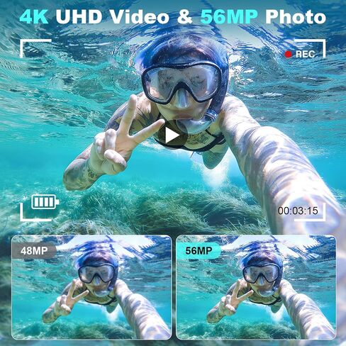 Waterproof Digital Camera Dual Screen 4K 48MP Underwater Camera with 32GB Card Waterproof Camera for Snorkeling (DV806) in Kuwait