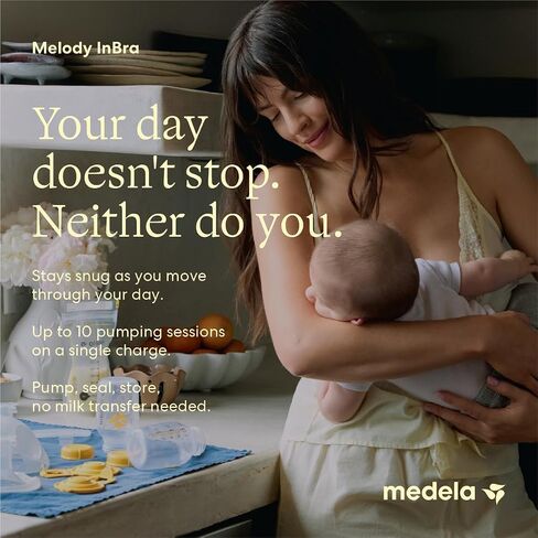 Medela Melody InBra Wearable Electric Breast Pump | Easy Fit, Fully In-Bra, Hands Free, Soft Comfort, Slim, Pump-and-Store Container, BPA-Free, Rechargeable, For Casual Pumping in Kuwait