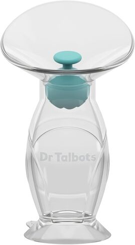 Dr. Talbot's Mom Silicone Breast Pump - 4 oz - Hands-Free, Noise-Free, Leak-Resistant Manual Suction Pump - Natural Silicone Cup, Ball Stopper & Suction Base - Breast Milk Collector for Breastfeeding in Kuwait