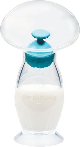 Dr. Talbot's Mom Silicone Breast Pump - 4 oz - Hands-Free, Noise-Free, Leak-Resistant Manual Suction Pump - Natural Silicone Cup, Ball Stopper & Suction Base - Breast Milk Collector for Breastfeeding in Kuwait