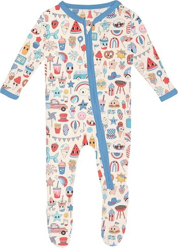 KicKee 4th of July Footie with Zipper, Stars and Stripes, One-Piece Baby Clothes, Boy and Girl in Kuwait