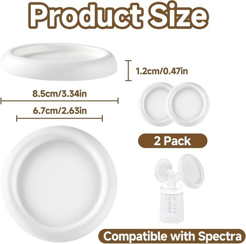 Breast Pump Cover Compatible with Spectra Flange for Fridge, 2 Pack Made of Premium Plastic, Easy-Install Collector, Soft, Durable, and Simple to Rinse, Ensuring Long-Lasting in Kuwait