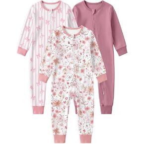 Yoofoss Toddler pajamas 100% Organic Cotton Baby Sleeper for Boys girls, 2-way Zipper Footless Romper 3 Pack Baby Pjs in Kuwait