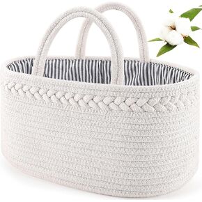 ABenkle Baby Diaper Caddy, Nursery Storage Bin and Car Organizer for Diapers and Baby Wipes, Cotton Rope Diaper Basket Caddy, Changing Table Diaper Storage Caddy in Saudi Arabia