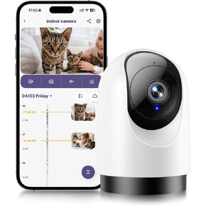 YOTON Indoor Security Camera, 2K 360° Wi-Fi Baby Monitor & Pet Camera w/Motion Tracking, 2-Way Audio, Night Vision, SD/Cloud, Compatible with Alexa & Google Home, 2.4/5GHz in Kuwait