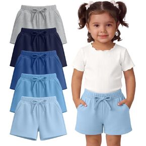 Yooo's Vivi 5 Pack Toddler Girl's Shorts 18M-5T Infant Pull On Paperbag Trousers Baby Elastic Waist Bow Casual Summer Clothes in Kuwait