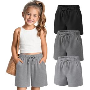Yooo's Vivi 3 Pack Toddler Girls' Shorts Loose Knee Length Sweat Shorts Baby Kids Causal Summer Clothes with Pockets in Kuwait