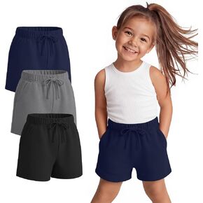 3 Pack Toddler Girls Shorts | Infant, Baby Shorts, Soft, Stretchy, Summer, Adjustable Drawstring, with Pockets, for Daycare, Playgrounds, Park, Casual in Saudi Arabia