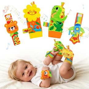 Baby Rattle Wrist Socks Toys, Sensory Toy for Babies 0-6 Months, Socks and Foot Finder Set with Sounds as Baby Shower Gifts, Baby Essentials for Newborn Infant Toddler Ages 0-12 Months in Saudi Arabia