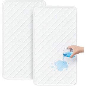 Bassinet Mattress Pad Cover Waterproof Fit for Hourglass/Oval Bassinet Mattress, Quilted Bassinet Mattress Protector 2 Pack Bassinet Sheets 32"x17", White in Saudi Arabia