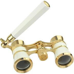 BLACKICE Opera Glasses, 3X25 Theater Binoculars, Mini Compact Opera Glasses with Adjustable Handle, Portable Binoculars for Women Adults Kids, Ideal for Concert Theater Opera (White with Handle) in Kuwait