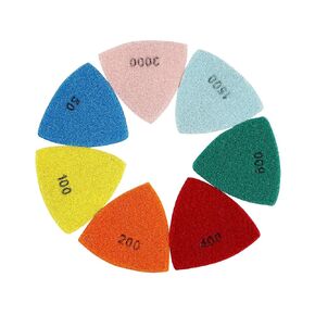 LOZLIN Triangle Diamond Dry Polishing Pads 7PCS 3.5 Inch 90mm Hook and Loop Sanding Discs for Oscillating Tools Granite Marble Stone Concrete Masonry & DIY Projects in Saudi Arabia