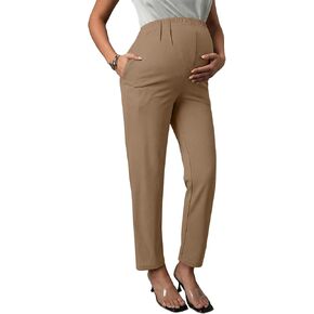 BLENCOT Women's Maternity Work Pants Adjustable Waist Straight Leg Office | Stretchy Pregnancy Trousers Bump-friendly Postpartum Outfits with Pockets Casual Everyday in Kuwait