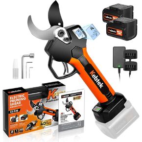 Cordless Electric Pruning Shears 40MM, Kebtek Professional Pruning Shears Battery Powered 21V Brushless Motor 2Pack 2AH Rechargeable Battery-LCD Display Screen (KT940) in Kuwait
