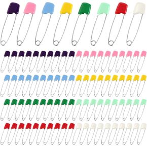 JINGIHE 100 Pcs Diaper Pins, Stainless Steel Baby Safety Pin with Storage Box, Heavy Duty Plastic Head Diaper Nappy Pins with Locking Closures for Cloth Diapers Fasteners in Kuwait