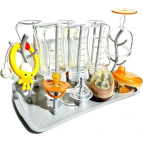 Baby Bottle Drying Rack, Large Vertical Bottle Dryer Rack Holder for Countertop,Baby Bottle Holder Storage Station for Pacifiers,Pump Accessories Stand,Grey in Kuwait