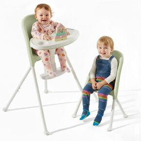Mallify Foldable High Chair, Space-Saving Portable Baby High Chair with Removable Double Tray, Modern Convertible Baby Feeding Chair, Lightweight, Easy to Clean, Beige in Saudi Arabia