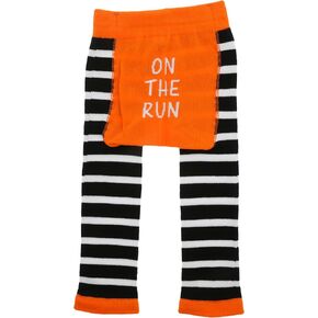 Pavilion Gift Company Unisex Run – 12-24 Month Baby Leggings Soft Stretchy Humorous Funny Novelty Wacky Apparel Attire, Orange, Black, White in Kuwait