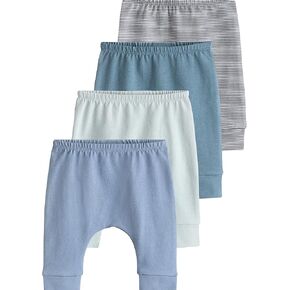 NEXT Newborn Blue Baby Leggings 4 Pack 12-18M | Cozy cotton-blend jersey, super soft handle, easy pull-on design, versatile first layer for mix-and-match outfits in Saudi Arabia