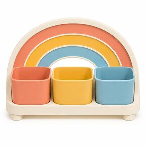 Juju Rainbow Sort Bin - Three Compartment Cleanup Sorter with Removable Color Cups and Arched Frame in Kuwait