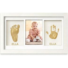 Baby Hand and Footprint Kit - Newborn Keepsake Frame with Soft Air-Dry Clay - Personalized Infant Growth Record & Nursery Decor - Baby Shower Registry Gift for New Parents (White) in Kuwait