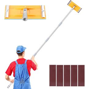 Pole Sander For Drywall, 70" Adjustable Pole, Wall Sander for Painting Prep, Ceiling Sander, Drywall Sander Tool, Deck Sander, Popcorn Ceiling Removal Tool, 5 Sandpapers(60, 80, 180, 240, 320 Grit) in Kuwait