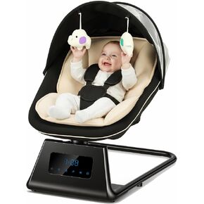 Pamo Babe Portable Baby Swing - Electric Baby Rocker with Cry Detection, 5 Swing Speeds, Bluetooth & Remote Control, Adjustable Backrest, Indoor & Outdoor Swing Chair for Newborn Babies - Black in Saudi Arabia