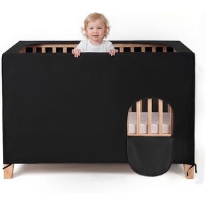 Blackout Crib Cover, Breathable Canopy for Full Size Crib | Travel Crib Cover，Breathable Baby Netting Cover，Tent for Indoor or Outdoor，Portable Stretchy Netting Cover in Kuwait