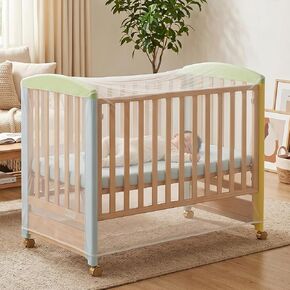 Crib Mosquito Net, Breathable & Portable Crib Mesh Netting Universal Size, White Polyester Cover Bed Netting Cover with Elastic Edge for Indoor, Outdoor in Kuwait