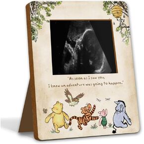Winnie Ultrasound Picture Frame Baby Shower Decorations Wooden Pregnancy Keepsake Milestone Table Sign Gifts For Gender Reveal Nursery Room Decor in Saudi Arabia