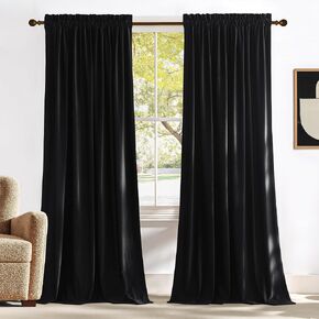 الستائر Black Velvet Lackout Nicetown Halloween ، الستائر الثقيلة الثقيلة في جيب القضيب/علاجات النوافذ للقاعة ، مسرح (2 قطع ، طوله 96 بوصة) in Kuwait