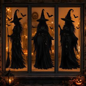 Halloween Decorations - Witch Window Clings for Halloween Party Decor | Large Halloween Window Decorations for Indoor Outdoor | Halloween Window Stickers for Home Office Party Favors Supplies Decor in Saudi Arabia