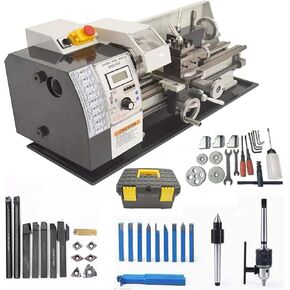 Miniature Metal Lathe, Industrial Wood Working Table Lathe, Spindle Through Hole 38mm, Continuously Variable Speed for Model Processing in Kuwait