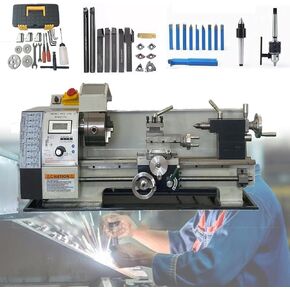 Mini Metal Lathe, Industrial Precision Benchtop Electric Metal Lathe, Continuously Variable Speed, with Metal Chuck Tool Box, for Processing Precision Parts in Kuwait